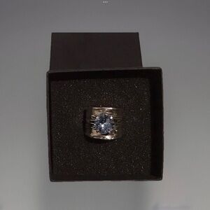 Stylish Silver Band with Blue Accent